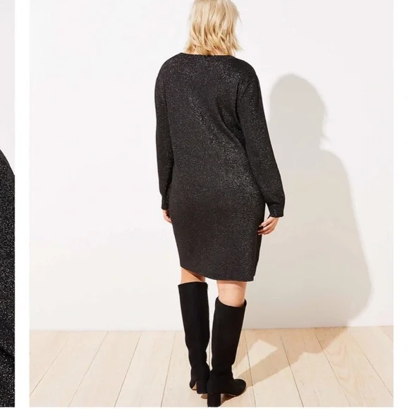 LOFT Plus Shimmering Black Sweater Dress size 20/22 NWT - Picture 9 of 16